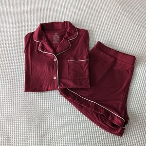 Kindred Bravely Clea Bamboo Classic Short Sleeve Pajama Set in Deep Berry, Large